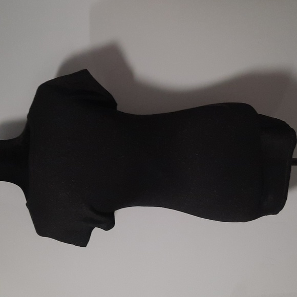 mac & jac Black Ruffle Shoulder Round Neck Silver Shine Short Sleeve Top - Picture 6 of 10